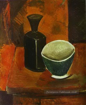 Green Bowl et Black Bottle 1908 cubisme Pablo Picasso Peinture à l'huile